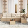 Ensemble de canapé de jardin avec coussin 7 pcs Beige polyrotin 528086528086