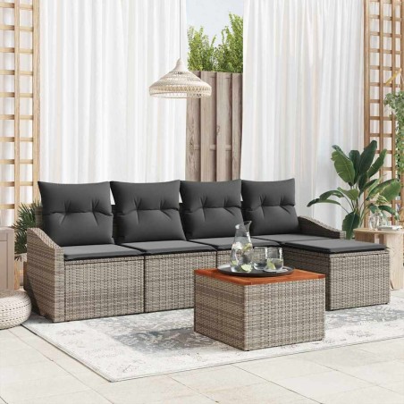 Ensemble de canapé de jardin avec coussin 6 pcs Gris polyrotin 528087528087