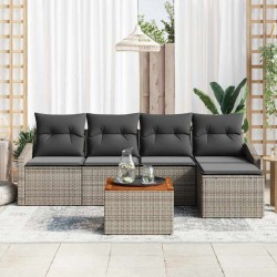 Ensemble de canapé de jardin avec coussin 6 pcs Gris polyrotin 528087528087