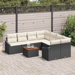 Ensemble de canapé de jardin avec coussin 9 pcs Noir polyrotin 528090528090
