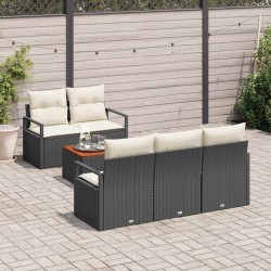 Ensemble de canapé de jardin avec coussin 6 pcs Noir polyrotin 528091528091