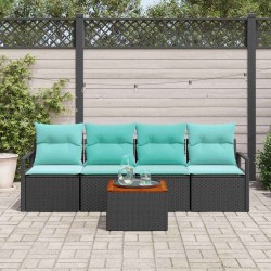 Ensemble de canapé de jardin avec coussin 5 pcs Noir polyrotin 528092528092