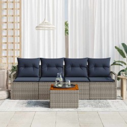 Ensemble de canapé de jardin avec coussin 5 pcs Gris polyrotin 528093528093