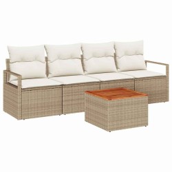 Ensemble de canapé de jardin avec coussin 5 pcs Beige polyrotin 528095528095