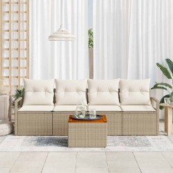 Ensemble de canapé de jardin avec coussin 5 pcs Beige polyrotin 528095528095