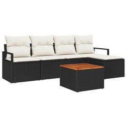 Ensemble de canapé de jardin avec coussin 6 pcs Noir polyrotin 528096528096