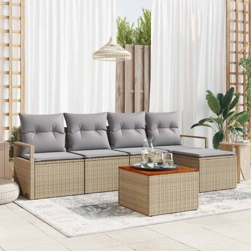 Ensemble de canapé de jardin avec coussin 6 pcs Beige polyrotin 528098528098