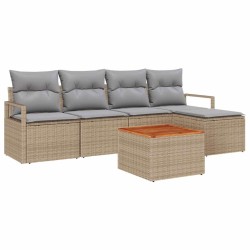Ensemble de canapé de jardin avec coussin 6 pcs Beige polyrotin 528098528098