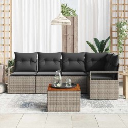 Ensemble de canapé de jardin avec coussin 6 pcs Gris polyrotin 528099528099