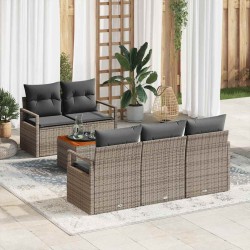 Ensemble de canapé de jardin avec coussin 6 pcs Gris polyrotin 528100528100