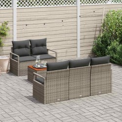 Ensemble de canapé de jardin avec coussin 6 pcs Gris polyrotin 528100528100