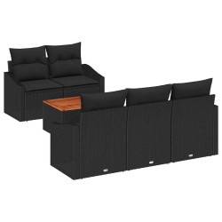Ensemble de canapé de jardin avec coussin 6 pcs Noir polyrotin 528103528103