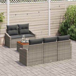Ensemble de canapé de jardin avec coussin 6 pcs Gris polyrotin 528104528104