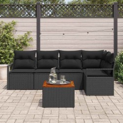 Ensemble de canapé de jardin avec coussin 6 pcs Noir polyrotin 528105528105