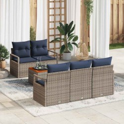 Ensemble de canapé de jardin avec coussin 6 pcs Gris polyrotin 528106528106