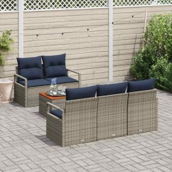 Ensemble de canapé de jardin avec coussin 6 pcs Gris polyrotin 528106528106