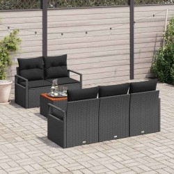 Ensemble de canapé de jardin avec coussin 6 pcs Noir polyrotin 528107528107