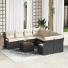 Ensemble de canapé de jardin avec coussin 9 pcs Noir polyrotin 528108528108