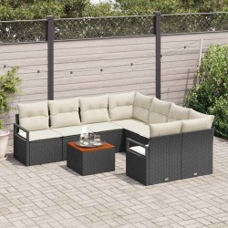 Ensemble de canapé de jardin avec coussin 9 pcs Noir polyrotin 528108528108