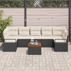 Ensemble de canapé de jardin avec coussin 8 pcs Noir polyrotin 528109528109