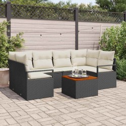 Ensemble de canapé de jardin avec coussin 7 pcs Noir polyrotin 528110528110