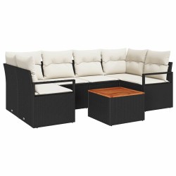 Ensemble de canapé de jardin avec coussin 7 pcs Noir polyrotin 528110528110