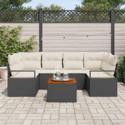Ensemble de canapé de jardin avec coussin 7 pcs Noir polyrotin 528110528110
