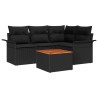 Ensemble de canapé de jardin avec coussin 5 pcs Noir polyrotin 528113528113