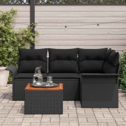 Ensemble de canapé de jardin avec coussin 5 pcs Noir polyrotin 528113528113