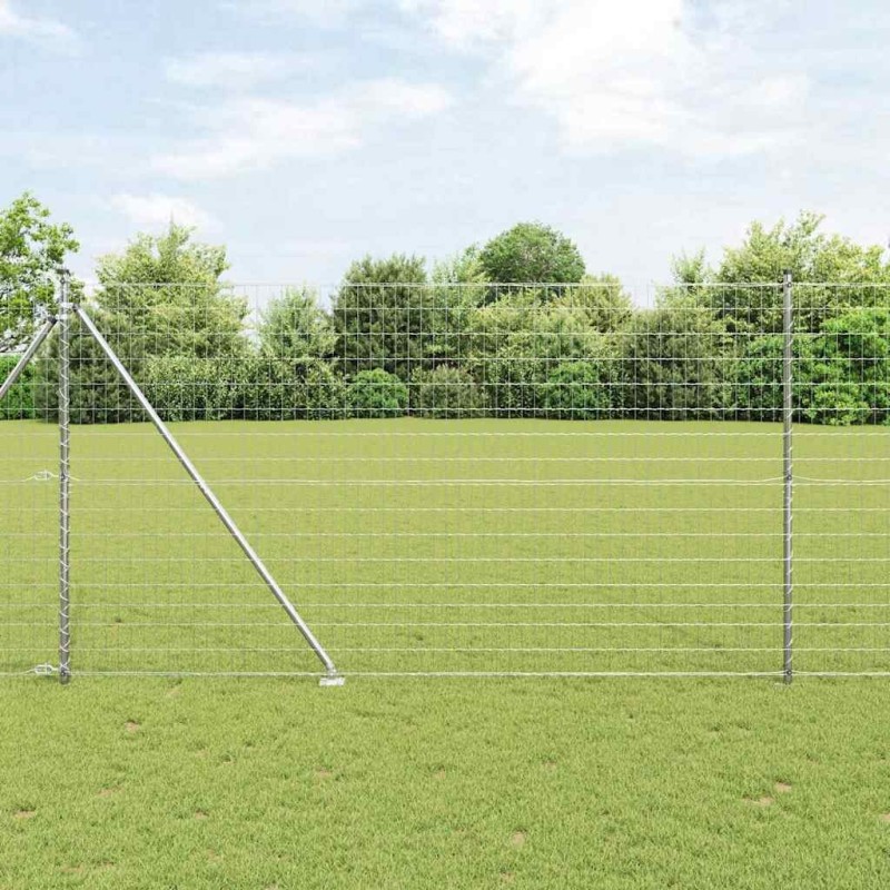 Clôture avec poteau Argenté 1,6 x 10 m Acier 528121528121