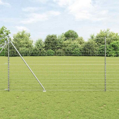 Clôture avec poteau Argenté 1,5 x 10 m Acier 528122528122