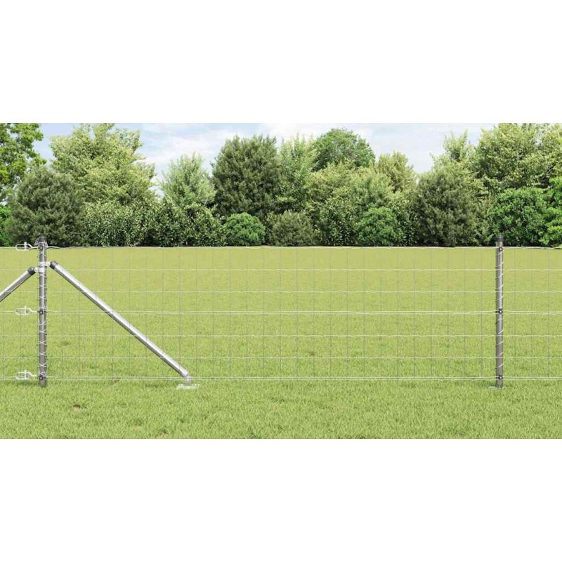 Clôture avec poteau Argenté 0,8 x 25 m Acier 528126528126