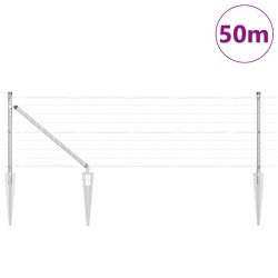 Clôture avec poteau Argenté 0,6 x 50 m Acier 528132528132