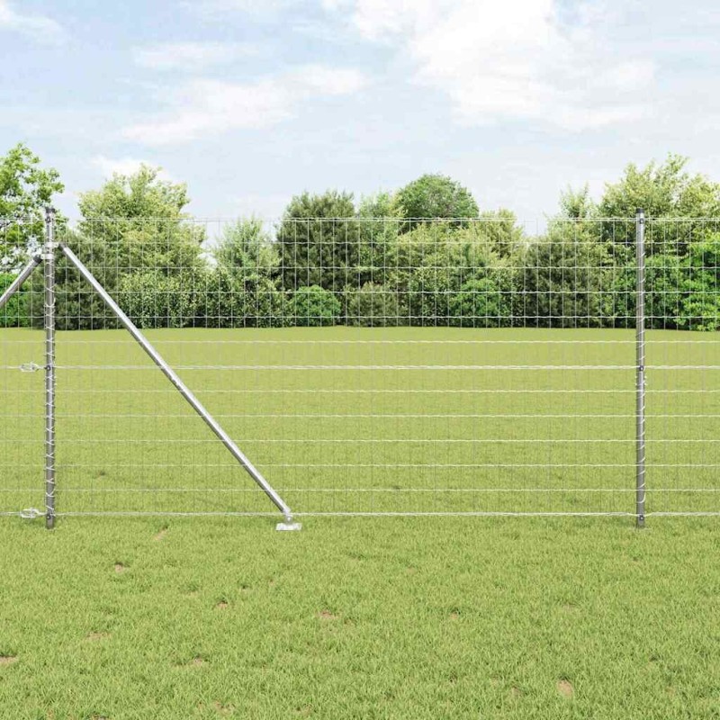 Clôture avec poteau Argenté 1,4 x 10 m Acier 528135528135