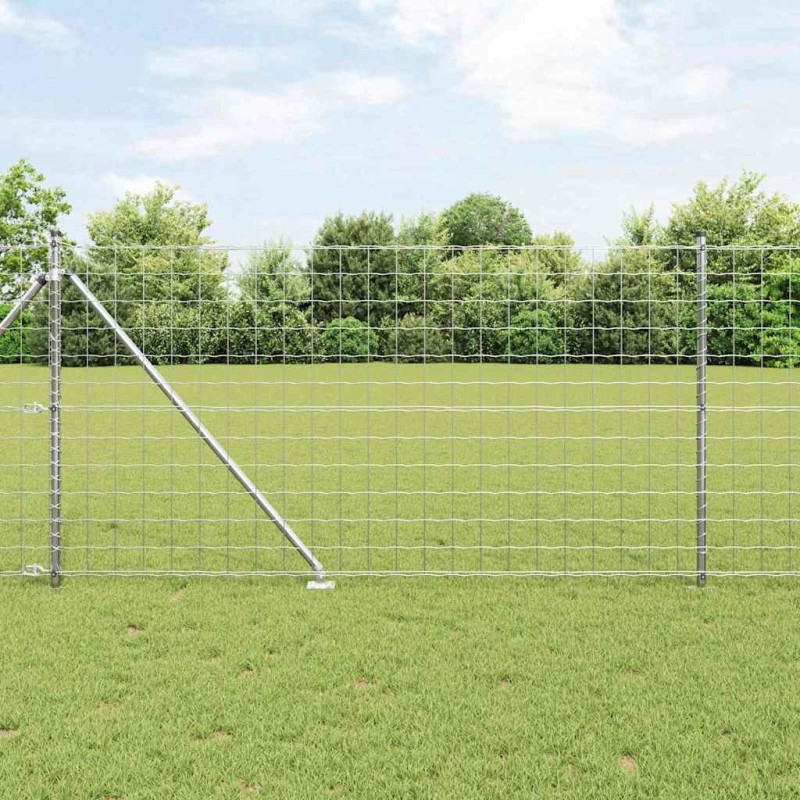Clôture avec poteau Argenté 1 x 10 m Acier 528139528139