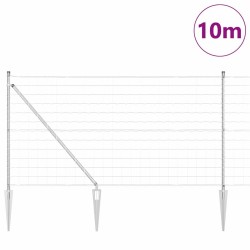 Clôture avec poteau Argenté 1 x 10 m Acier 528139528139