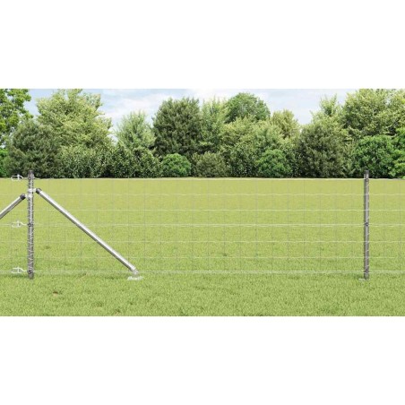 Clôture avec poteau Argenté 0,4 x 10 m Acier 528142528142