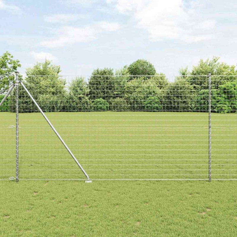 Clôture avec poteau Argenté 1,5 x 10 m Acier 528153528153