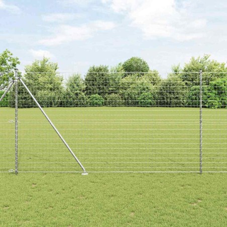 Clôture avec poteau Argenté 1,5 x 10 m Acier 528153528153
