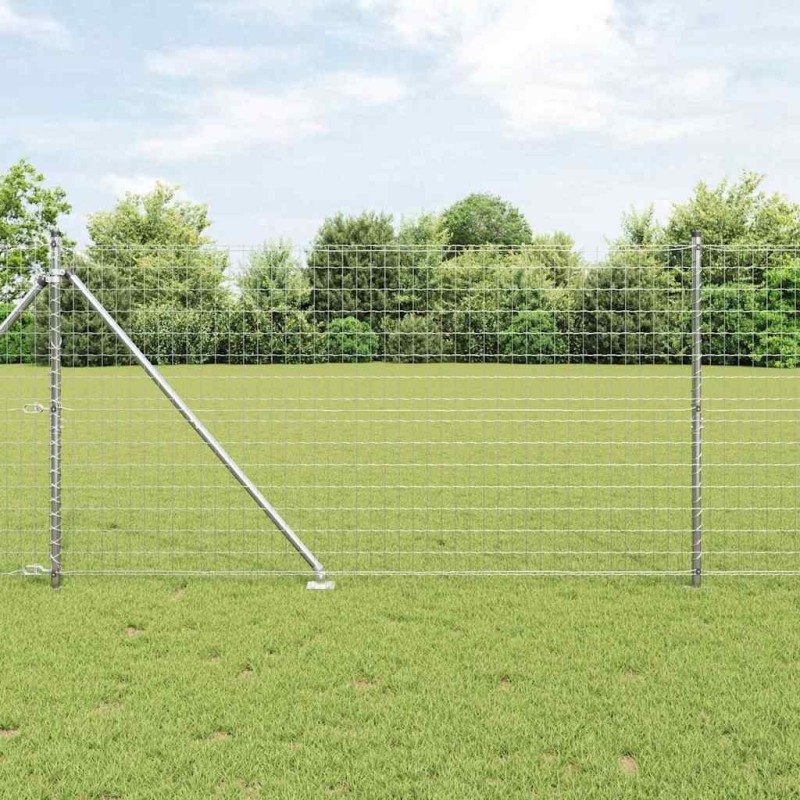 Clôture avec poteau Argenté 1,4 x 10 m Acier 528155528155