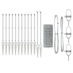 Clôture avec poteau Argenté 0,8 x 10 m Acier 528157528157