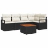 Ensemble de canapé de jardin avec coussin 6 pcs Noir polyrotin 528159528159