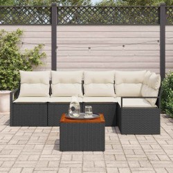 Ensemble de canapé de jardin avec coussin 6 pcs Noir polyrotin 528159528159