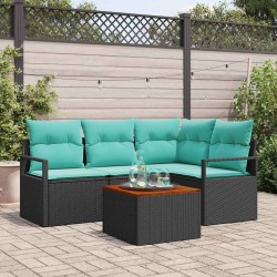 Ensemble de canapé de jardin avec coussin 5 pcs Noir polyrotin 528160528160