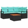 Ensemble de canapé de jardin avec coussin 5 pcs Noir polyrotin 528160528160