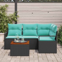 Ensemble de canapé de jardin avec coussin 5 pcs Noir polyrotin 528160528160