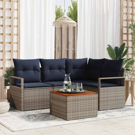 Ensemble de canapé de jardin avec coussin 5 pcs Gris polyrotin 528161528161