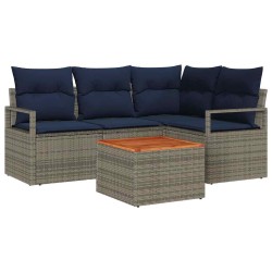 Ensemble de canapé de jardin avec coussin 5 pcs Gris polyrotin 528161528161