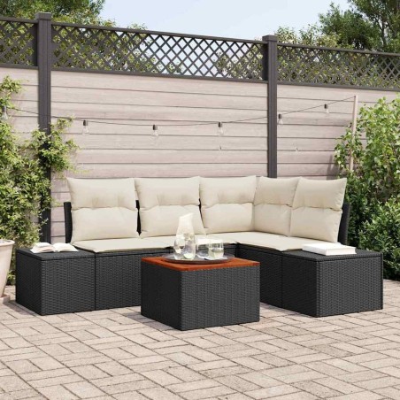 Ensemble de canapé de jardin avec coussin 5 pcs Noir polyrotin 528162528162