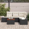 Ensemble de canapé de jardin avec coussin 5 pcs Noir polyrotin 528162528162